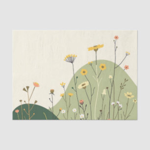 Papel De Seda Flores selvagens escandinavas e Linha Geométrica