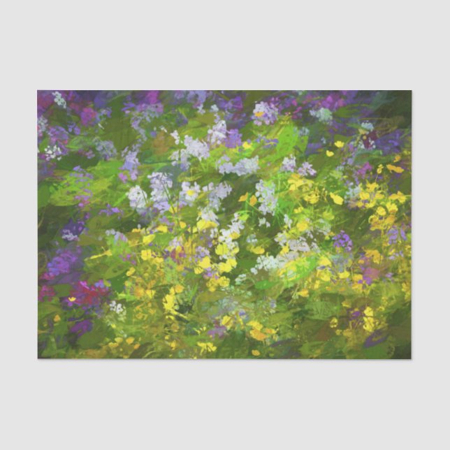 Papel De Seda Flores Selvagens Impasto - Arte Flor Original (Frente )