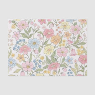 Papel De Seda Flores Selvagens Padrão Floral de Verão