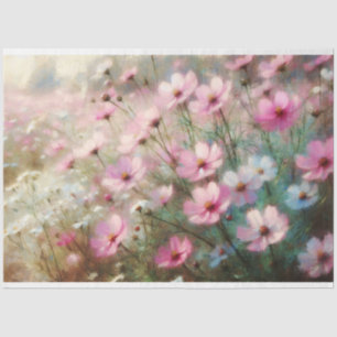 Papel De Seda Flores Selvagens Rosa Impressionista Pintura