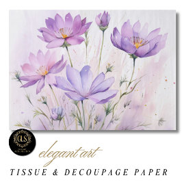 Papel De Seda Flores Silvestres Aguarela Roxo