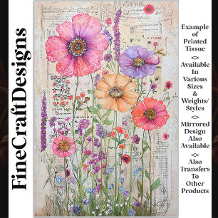 Papel De Seda Flores Silvestres Caprichosas Decoupage S8R Shabby