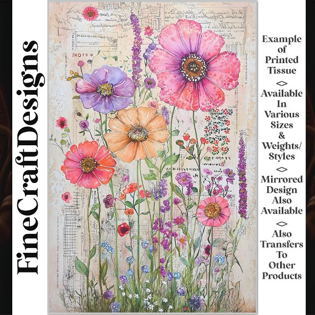 Papel De Seda Flores Silvestres Caprichosas Shabby Chic S8L Deco (Criador carregado)