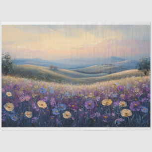 Papel De Seda Flores Silvestres Coloridas ao Pôr do Sol Decoupag