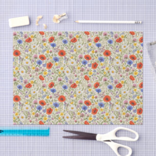 Papel De Seda Flores Silvestres Delicadas no Prado