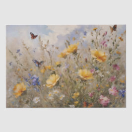 Papel De Seda Flores Silvestres e Borboletas Decoupage