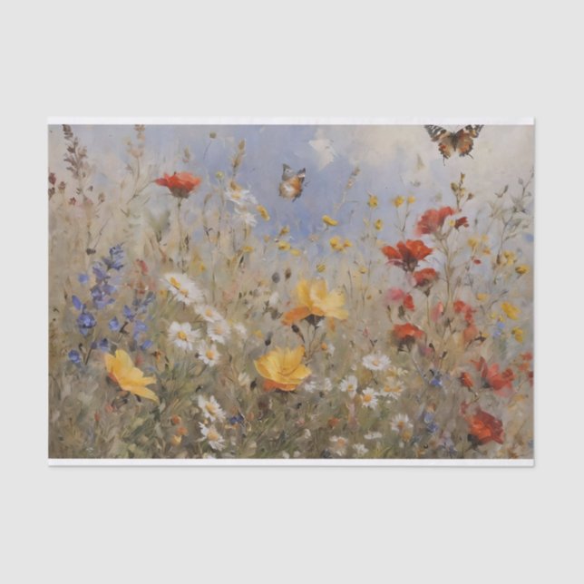Papel De Seda Flores silvestres e borboletas: dissociação (Frente )