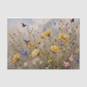 Papel De Seda Flores silvestres e borboletas: dissociação