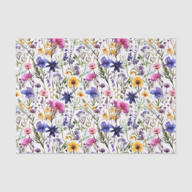 Papel De Seda Flores Silvestres Floral  (Frente )