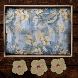 Papel De Seda Flores Tropicais de Hibisco Amarelo do Havaí em Az