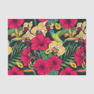 Papel De Seda Flores Tropicais e Beija-flor - Botanica de Verão