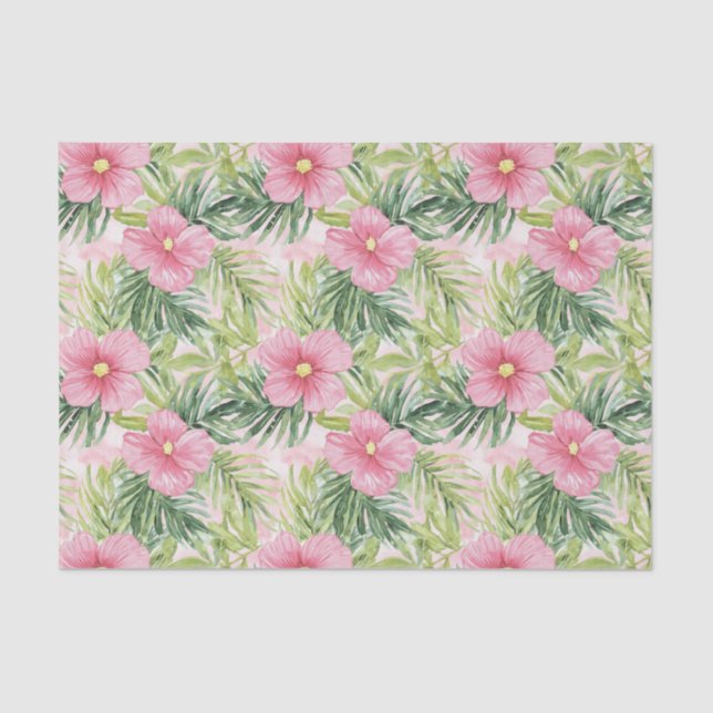 Papel De Seda Flores Tropicais Rosa (Frente )