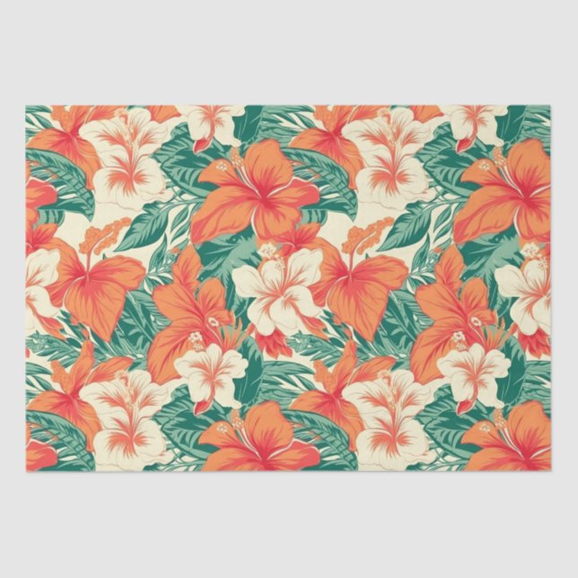 Papel De Seda Flores tropicais Vibe havaiano (Frente )