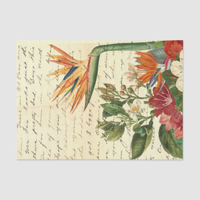 Papel De Seda Flores Tropicais Vintage (Frente )
