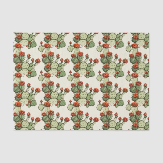 Papel De Seda Flores Vazias Fábricas de Cactus Verde (Frente )
