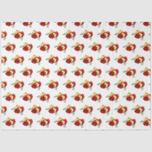 Papel De Seda Flores Vermelhas e Padrão Verde