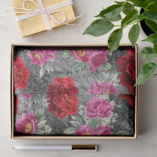 Papel De Seda Flores vermelhas negras lendárias de moda amarela
