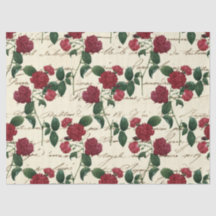 Flores Vermelhas Vintage e Escrevendo Cursivo sobr