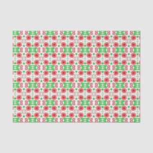 Papel De Seda Flores Vermelhas Whimsical Deixam Verdes Em Arte B
