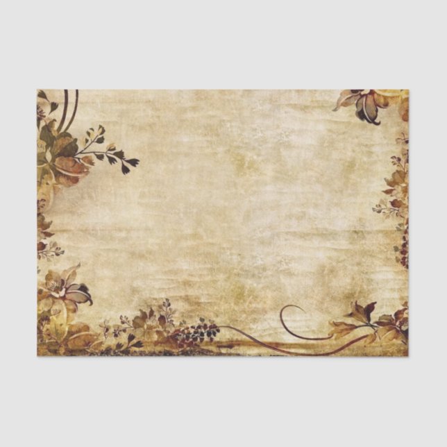 Papel De Seda Flores Victorianas Elegantes e Fundo (Frente )