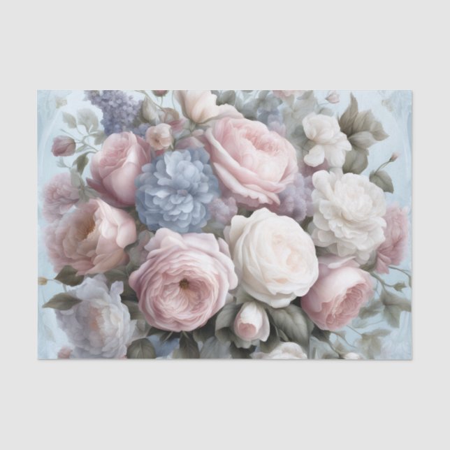 Papel De Seda Flores Vitorianas Românticas da Elegância Botânica (Frente )