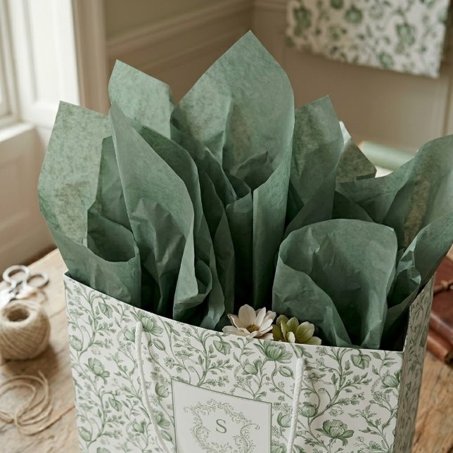 Papel De Seda Floresta Artesanal Verde Luxo Cor Sólida (Criador carregado)