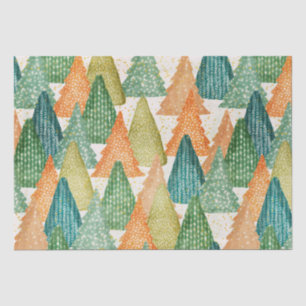 Papel De Seda Floresta Colorida de Árvores de Natal Evergreen
