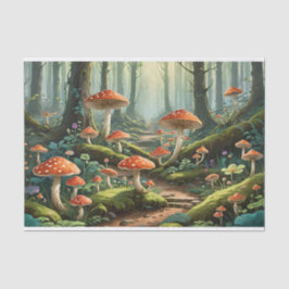 Papel De Seda Floresta de Cogumelos Encantados
