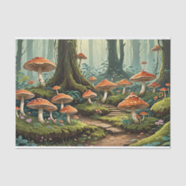 Papel De Seda Floresta de Cogumelos Encantados