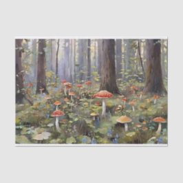 Papel De Seda Floresta de Cogumelos Encantados