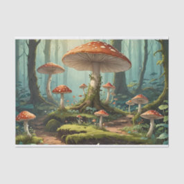 Papel De Seda Floresta de Cogumelos Encantados
