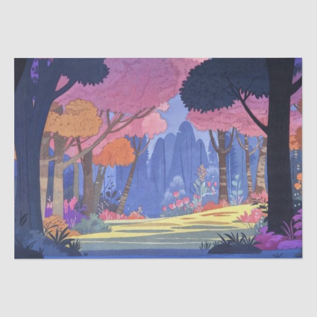 Papel De Seda Floresta de Encantamento Whimsso (Frente )