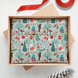 Papel De Seda Floresta de inverno Blue & red Woodland