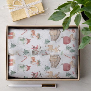 Papel De Seda Floresta de Natal escandinava de inverno maravilho