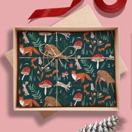 Papel De Seda Floresta de Natal Verde - Animais da Floresta Cura