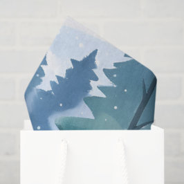 Papel De Seda Floresta de Pinheiros Nevada | Aquarela de Inverno