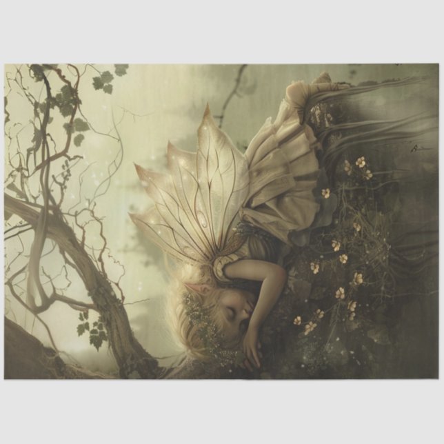 Papel De Seda Floresta de Separação Natureza Mágica Fada (Frente )