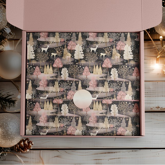 Papel De Seda Floresta de Veados Neves e Negra Elegante (Criador carregado)