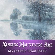Floresta e Lagoa Nevados de Inverno Decoupage Wond