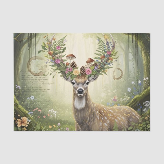 Papel De Seda Floresta Encantada-Colagem de Tecido Artesanal (Frente )