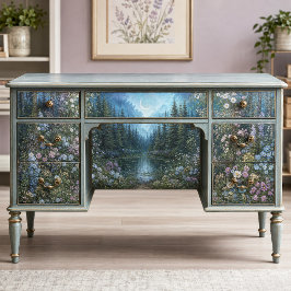 Papel De Seda Floresta Encantada Floral Azul-Luisa ao Luar