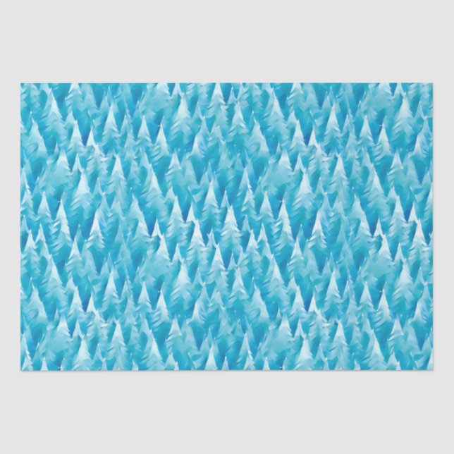 Papel De Seda Floresta Fractal Azul (Frente )
