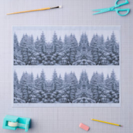 Papel De Seda Floresta mágica de inverno - azul,