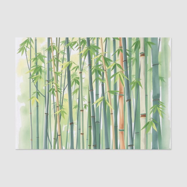 Papel De Seda Floresta Pacífica de Bambu em Aquarela (Frente )