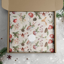 Papel De Seda Floresta Russa dos Cogumelos de Natal com Aquarela