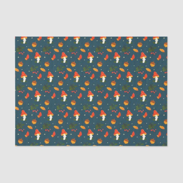 Papel De Seda Floresta russa Folhagem outono Berries de inverno (Frente )