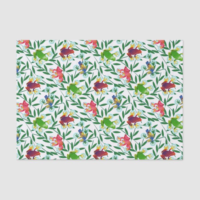 Papel De Seda Floresta Tropical de Bamboo, Sapo Leap (Frente )