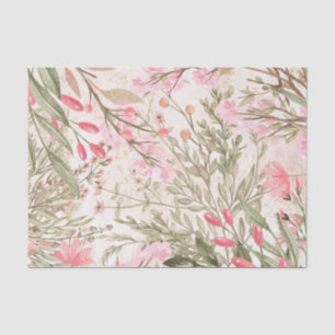 Papel De Seda Floresta verde-aquarela-rosa-claro