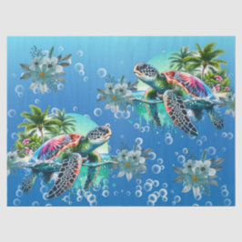 Papel De Seda Florestas de Tartaruga Tropical Coriosa Whimsical