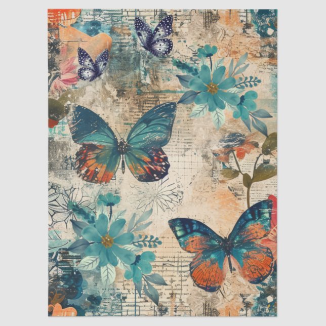 Papel De Seda Florestas e borboletas da faculdade de abstrato (Frente )